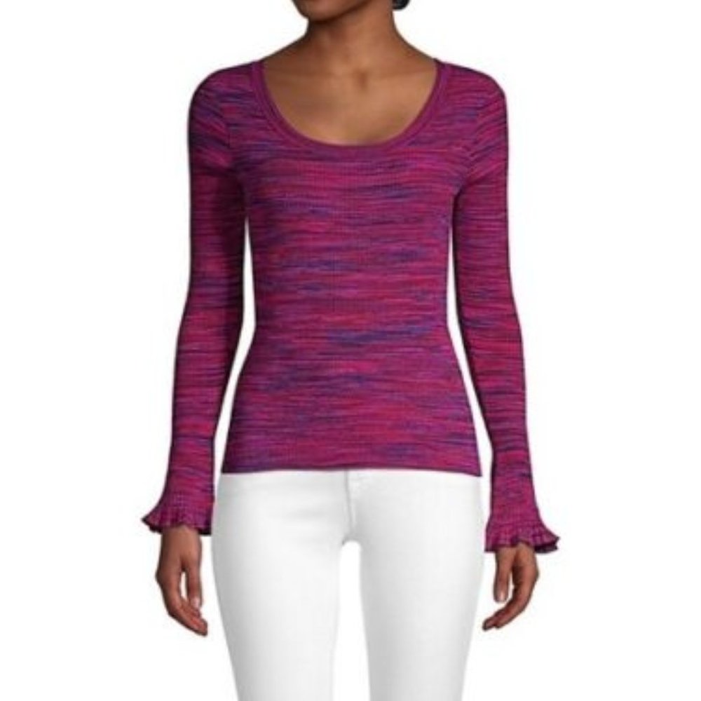 Milly Pink & Purple Space-Dye Scoop Neck Long Sleeve Sweater